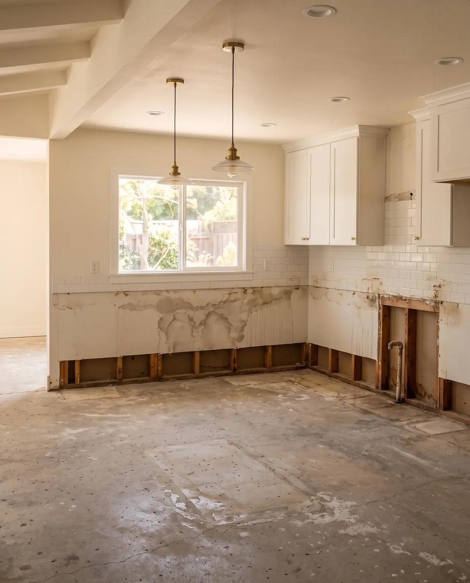 Kitchen after a leak, before the repair